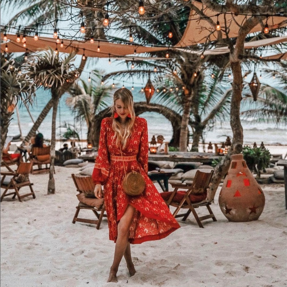 Spell Red Floral Maxi Dress